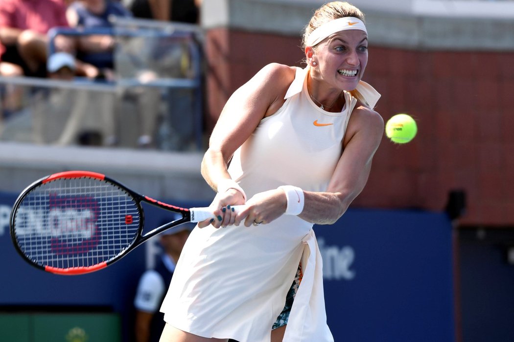 Česká tenistka Petra Kvitová během prvního kola na US Open, ve kterém hladce postoupila