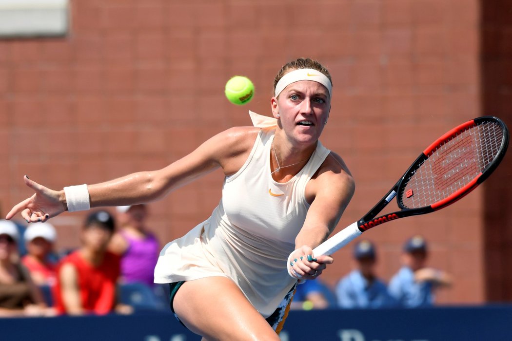 Česká tenistka Petra Kvitová během prvního kola na US Open, ve kterém hladce postoupila