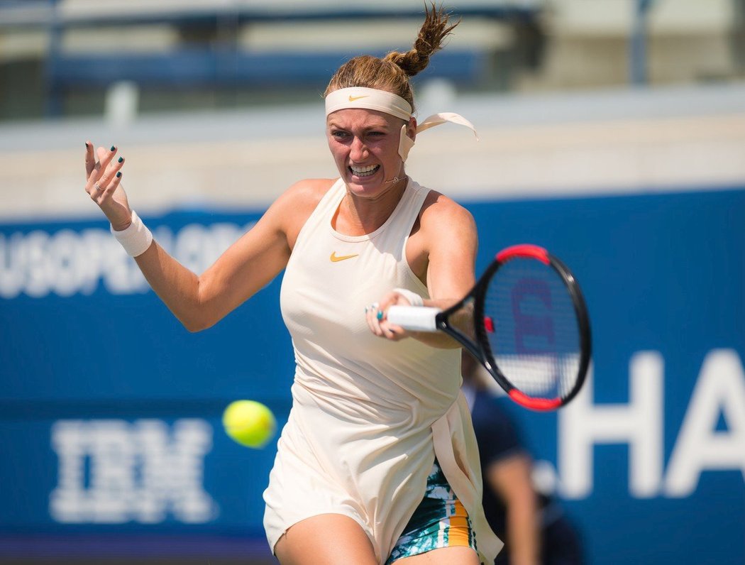 Česká tenistka Petra Kvitová v utkání prvního kola na US Open