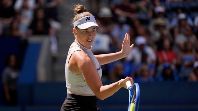 Linda Nosková v akci během osmifinále US Open