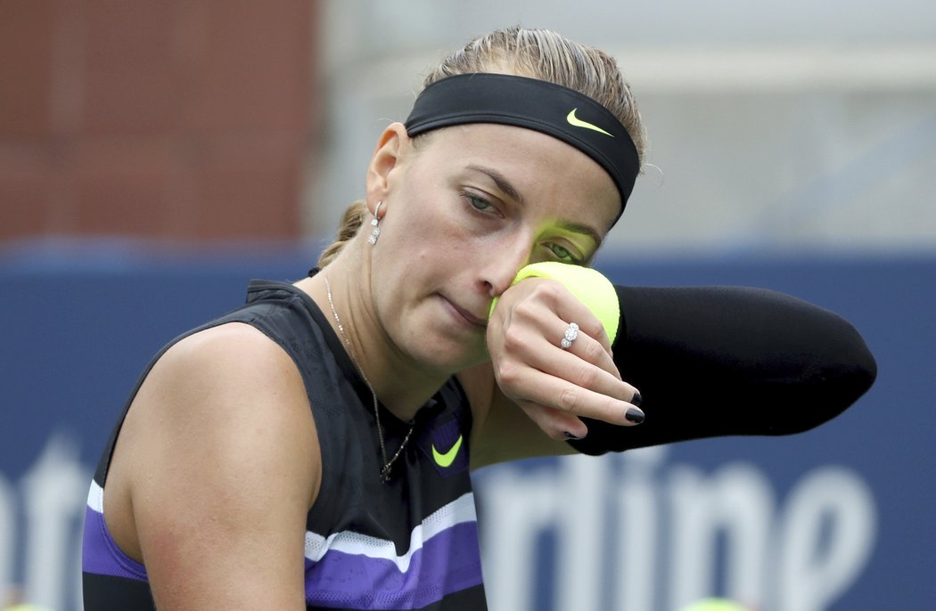 Česká tenistka Petra Kvitová v utkání prvního kola US Open proti krajance Allertové.