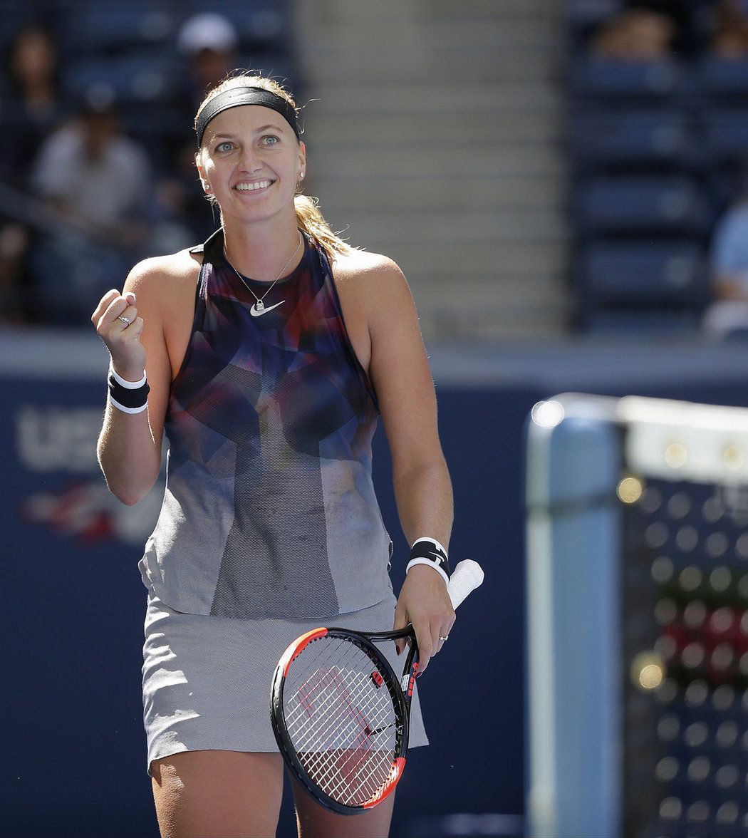 Rozesmátá Petra Kvitová v zápase třetího kola US Open