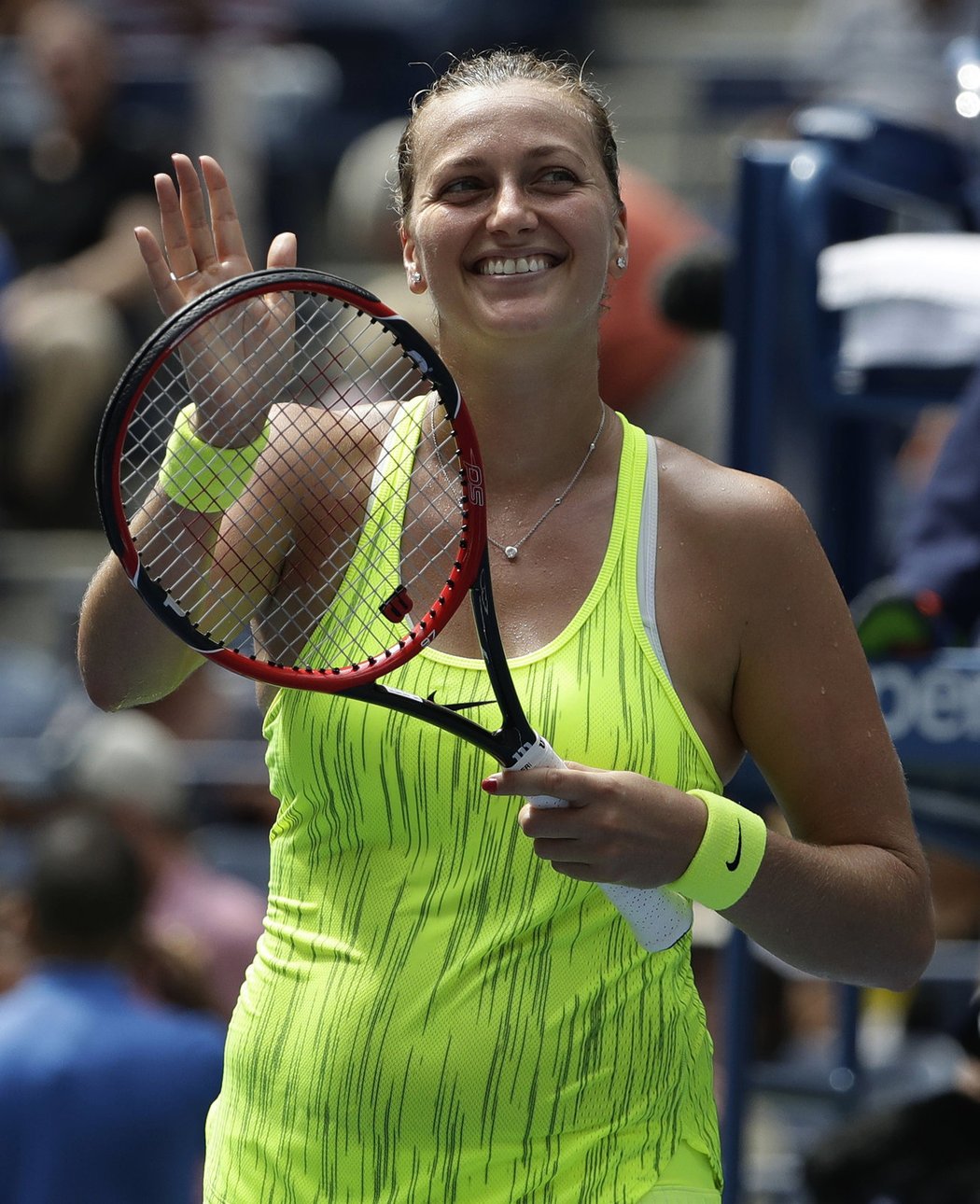 Petra Kvitová se raduje po svém vítězství ve druhém kole US Open