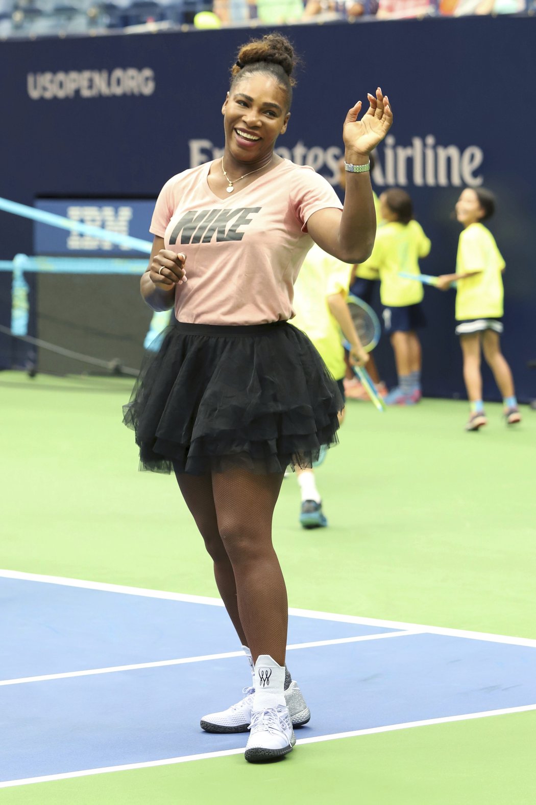 Serena Williamsová při dětském dni před startem US Open