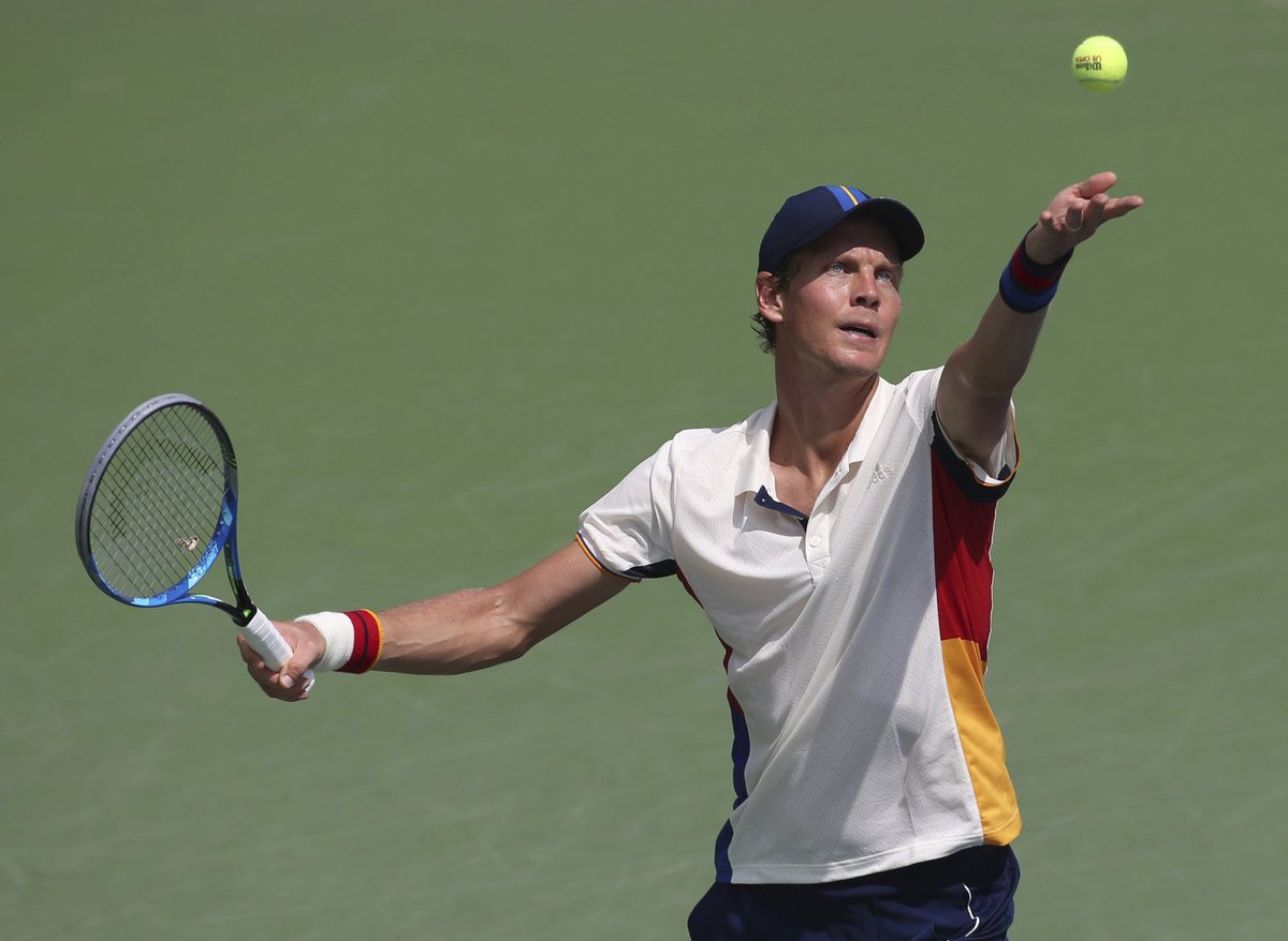 Český tenista Tomáš Berdych ve druhém kole US Open proti Alexandrovi Dolgopolovovi