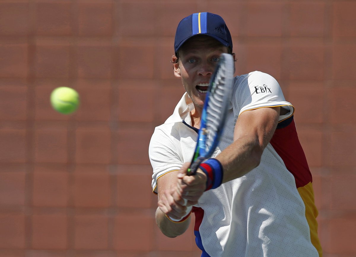 Český tenista Tomáš Berdych ve druhém kole US Open proti Alexandrovi Dolgopolovovi