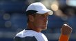 Tomáš Berdych se raduje z bodu v zápase proti Lleytonu Hewittovi v prvním kole US Open