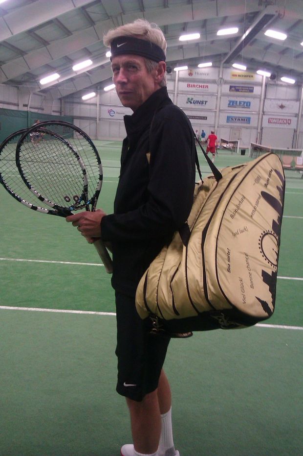 Martin Berdych s taškou od svého syna Martin Berdych s taškou od svého syna