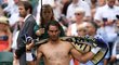 Španělská tenisová hvězda Rafael Nadal při pauze