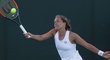 Česká tenistka Barbora Strýcová se snaží odpálit míček