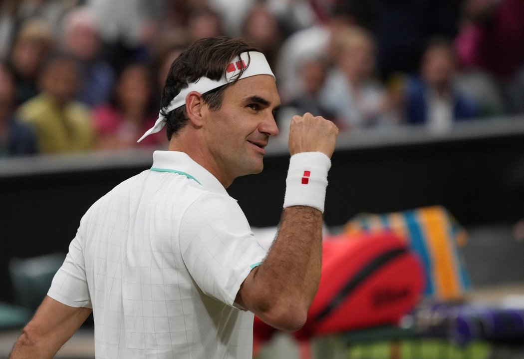 Radost švýcarského tenisty Rogera Federera ve Wimbledonu