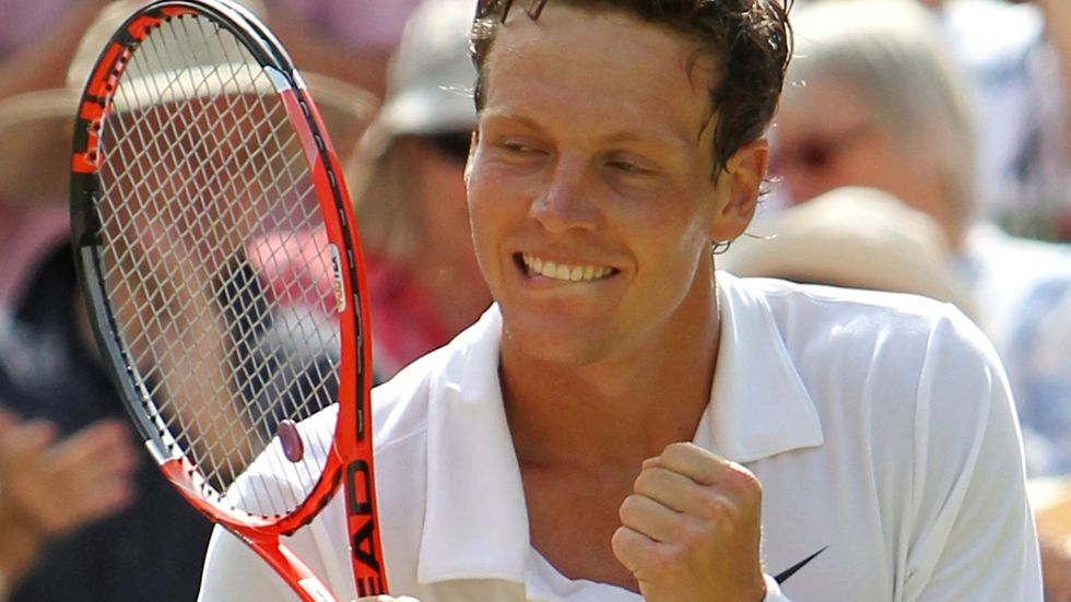 Šťastný Tomáš Berdych po výhře nad Rogerem Federerem