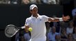 Novak Djokovič v akci ve finále Wimbledonu