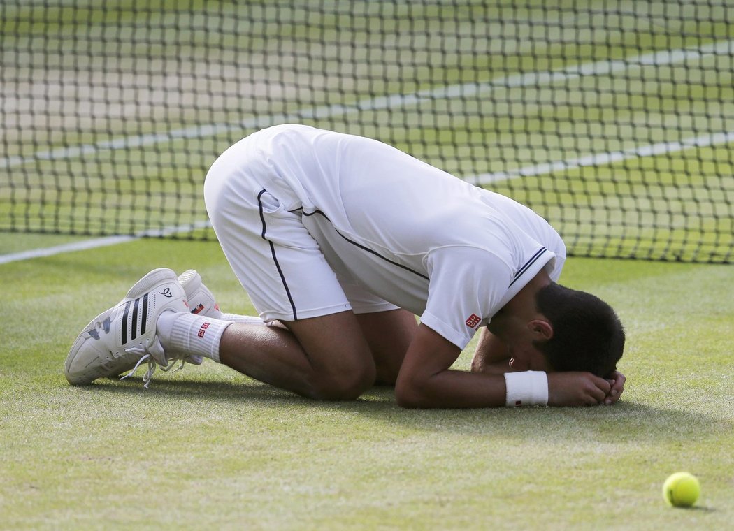 Novak Djokovič vstřebává první pocity po finálovém triumfu nad Rogerem Federerem