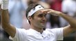 Bezprostřední radost Rogera Federera po osmém triumfu na Wimbledonu