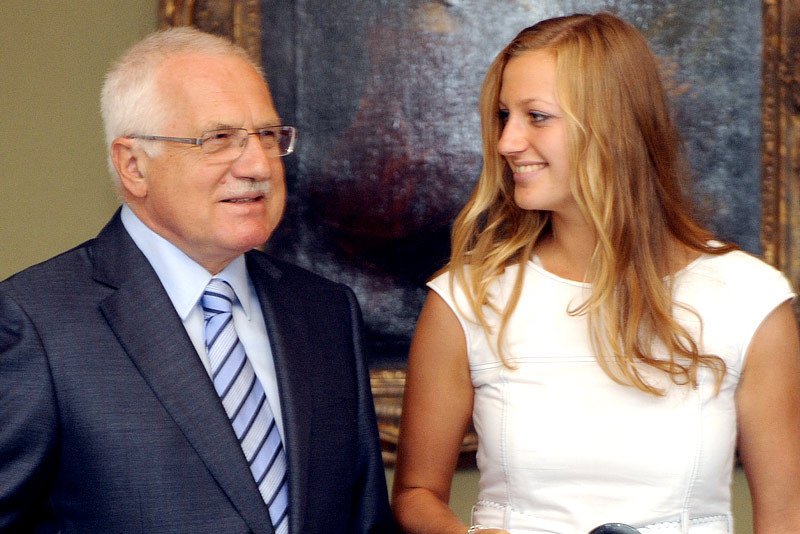 Prezident Václav Klaus přijal 7. července na Pražském hradě čerstvou držitelku wimbledonského titulu v ženské dvouhře Petru Kvitovou