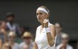 Petra Kvitová se hecuje v osmifinále Wimbledonu proti Johanně Kontaové