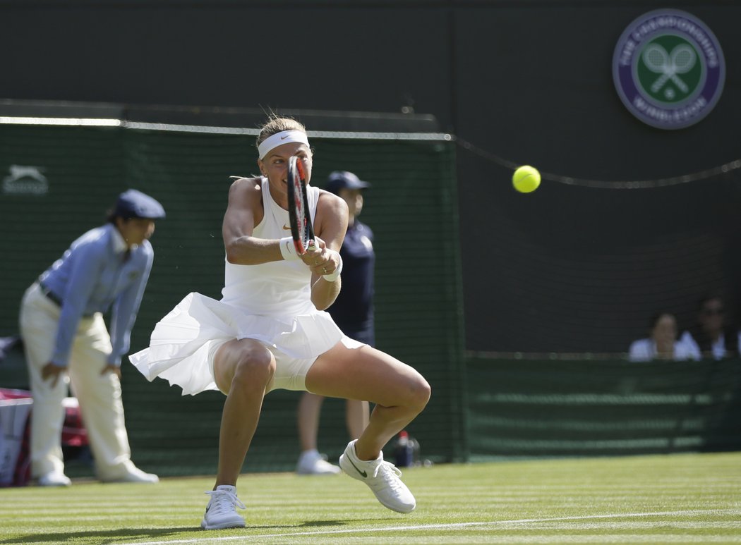 Petra Kvitová v duelu prvního kola Wimbledonu