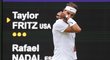 Rafael Nadal během čtvrtfinále Wimbledonu