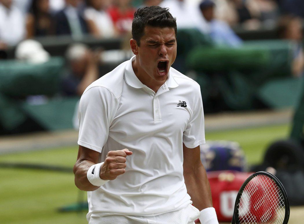 Milos Raonic se raduje z podařeného míčku