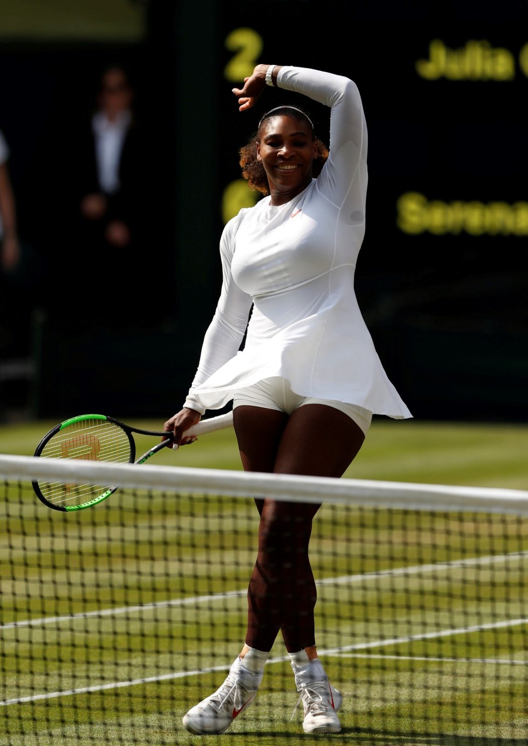 Americká tenistka Serena Williamsová během úspěšného semifinále Wimbledonu