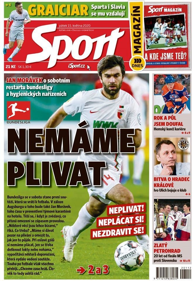 Titulní strana pátečního deníku Sport