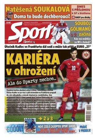 Titulní strana deníku Sport 5.2. 2015