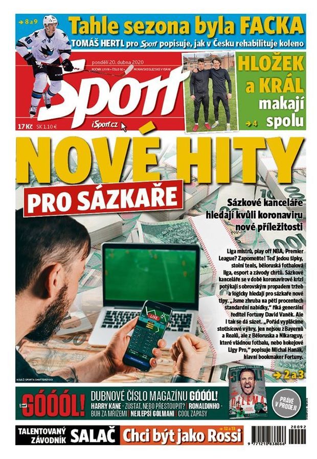 V pondělním Sportu najdete mimo jiné velké téma o sázení během koronaviru V pondělním Sportu najdete mimo jiné velké téma o sázení během koronaviru