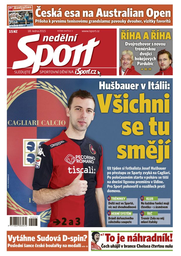Titulní strana nedělního vydání deníku Sport Titulní strana nedělního vydání deníku Sport