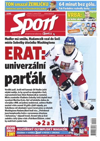 Titulní stran středečního vydání deníku Sport