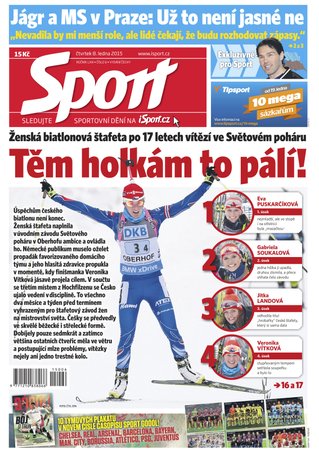 Titulní strana čtvrtečního deníku Sport