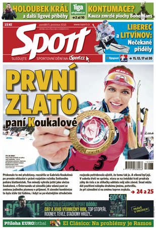 Titulní strana deníku Sport 5.12. 2016