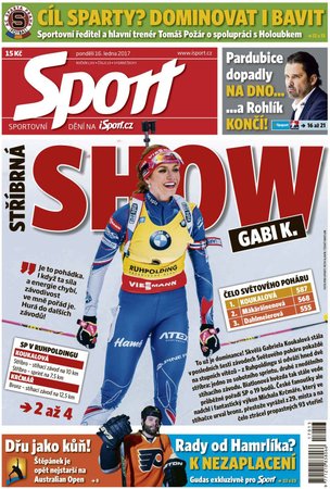 Titulní strana deníku Sport 16. ledna 2017