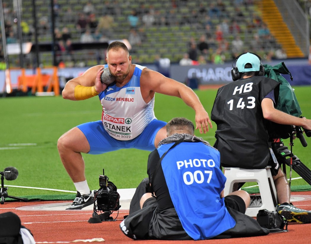 Tomáš Staněk při jednom z pokusů ve finále ME v Mnichově