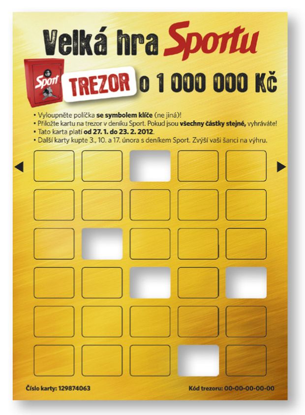 Nová soutěž deníku Sport: Otevřete Trezor, ve kterém je 1 milion Kč! Nová soutěž deníku Sport: Otevřete Trezor, ve kterém je 1 milion Kč!