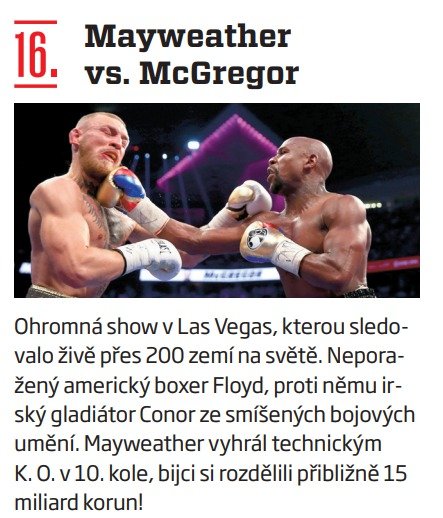 16. Mayweather vs. McGregor