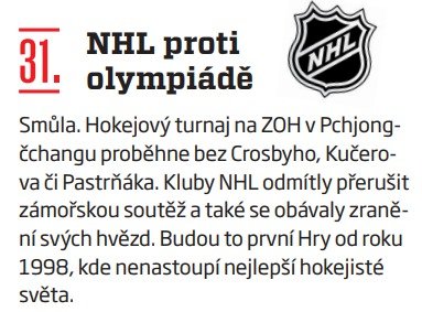 31. NHL proti olympiádě