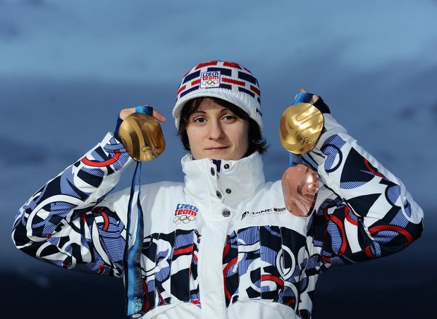 Martina Sáblíková se svými třemi olympijskými medailemi Martina Sáblíková se svými třemi olympijskými medailemi