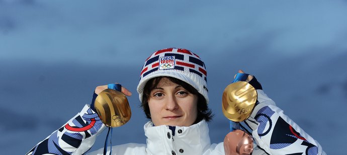 Martina Sáblíková se svými třemi olympijskými medailemi