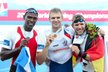 Medailisté z královského závodu skifařů na mistrovství světa v Koreji... Angel Fournier Rodriguez, Ondřej Synek a Marcel Hacker