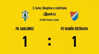 SESTŘIH: Jablonec - Baník 1:1. Oba blíž záchraně, bod pro hosty zařídil Cadu