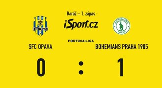 SESTŘIH: Opava - Bohemians 0:1. Rozhodl Květ, domácí pálili šance