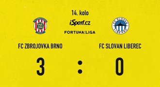 SESTŘIH: Brno - Liberec 3:0. Pálili Ševčík i Řezníček, velká hrubka hostů