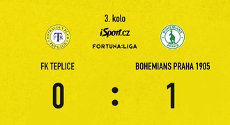 SESTŘIH: Teplice – Bohemians 0:1. Dvě červené karty, rozhodl stoper