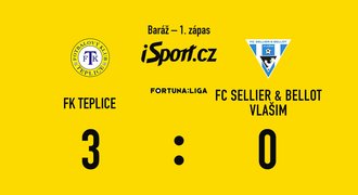 SESTŘIH: Teplice - Vlašim 3:0. Výhru domácích dvěma góly řídil Fortelný
