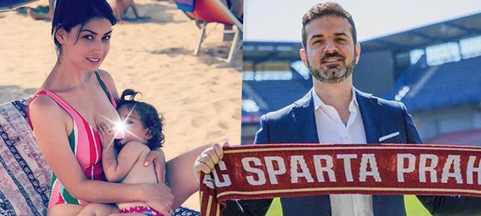 Manželka bývalého trenéra Sparty Andrey Stramaccioniho Dalila na dovolené odhalila své prso při kojení malé dcery