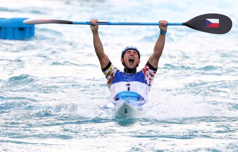 Jiří Prskavec se raduje ze zisku olympijského zlata