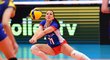 Česká volejbalistka Veronika Dostálová c reprezentačním dresu během utkání proti Rumunsku