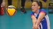 Česká volejbalistka Veronika Dostálová c reprezentačním dresu během utkání proti Rumunsku