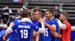 Čeští volejbalisté v utkání proti Francii v osmifinále mistrovství Evropy v Ostravě